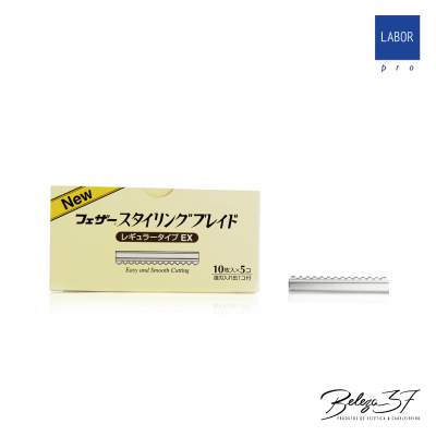 Embalagem amarela com lâmina metálica ondulada e logótipo LABOR pro