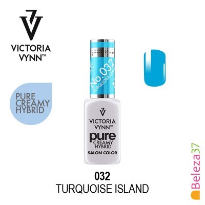 Verniz de unhas Victoria Vynn Pure Creamy Hybrid nº 032 Turquoise Island com amostra da cor