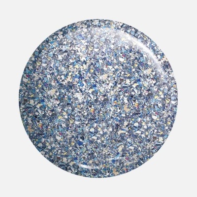 Prato redondo com padrão azul, branco e cinzento brilhante