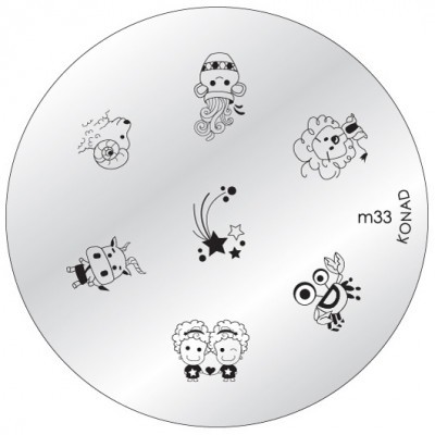 Placa metálica redonda com desenhos para carimbos de unha