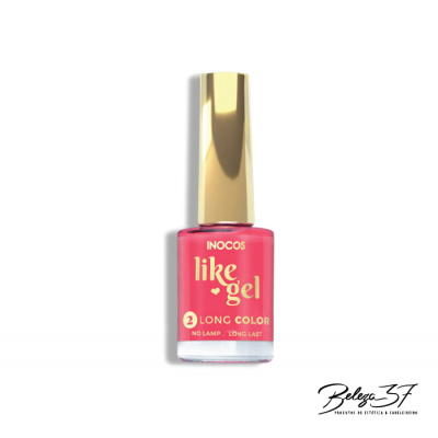 Frasco de verniz de unhas rosa INOCOS like gel com tampa dourada