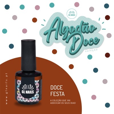 Frasco de verniz GL NAILS coleção Algodão Doce com fundo colorido