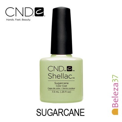Frasco de verniz CND Shellac Sugarcane verde claro com tampa preta