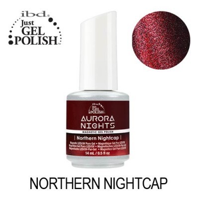 Esmalte de gel magnético ibd Aurora Nights Northern Nightcap vermelho escuro