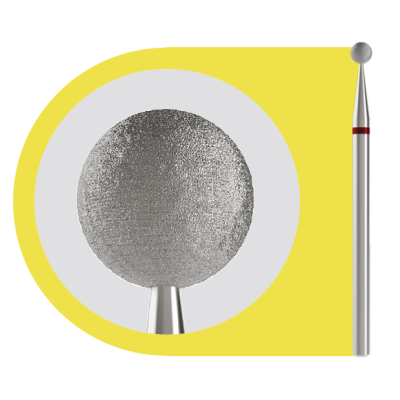 Ferramenta para nail art com ponta esférica texturizada e cabo branco com detalhe vermelho