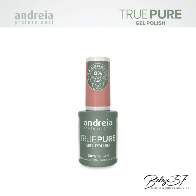 Frasco de verniz gel Andreia True Pure rosa pálido com tampa branca