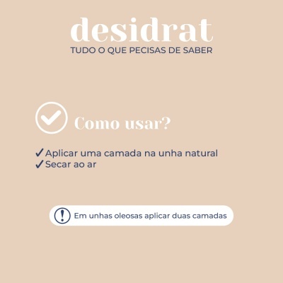 Instruções de uso do produto desidrat para unhas em fundo bege