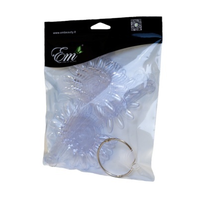 Pacote com duas luvas de silicone transparentes e anel metálico dourado