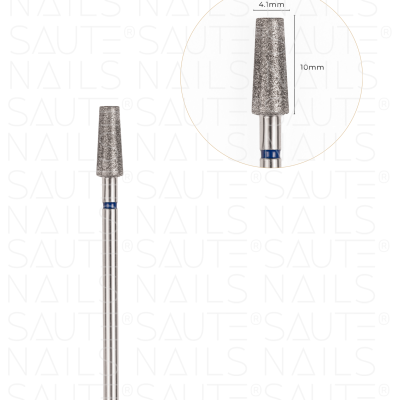 Broca para unhas diamantada prateada com medidas 4.1mm x 10mm