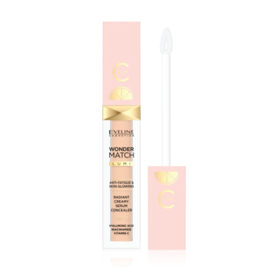 Corretor líquido com embalagem rosa e transparente da Eveline Cosmetics