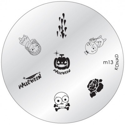 placa metálica redonda para carimbos de unhas com desenhos pintados de Halloween