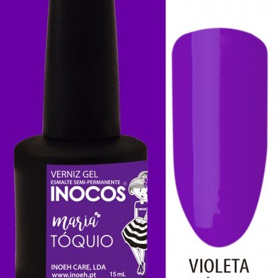 Frasco de verniz gel semi-permanente cor violeta Ásia da marca INOCOS