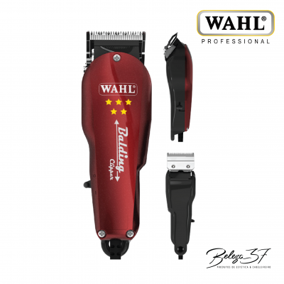 Maquina de cortar cabelo Wahl Balding Clipper vermelho com aparador preto