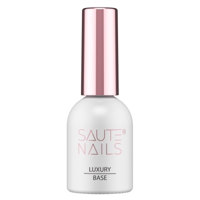 Frasco de base para unhas SAUTE NAILS Luxury Base com tampa rosa
