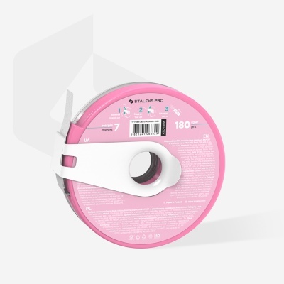 Disco fitas abrasivas STALEKS PRO rosa e branco com texto e código de barras