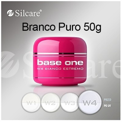 Frasco rosa de base one W4 Bianco Estremo da Silcare com indicação de Branco Puro 50g