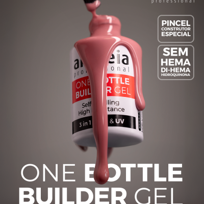 Frasco de gel builder para unhas com gel rosa a escorrer