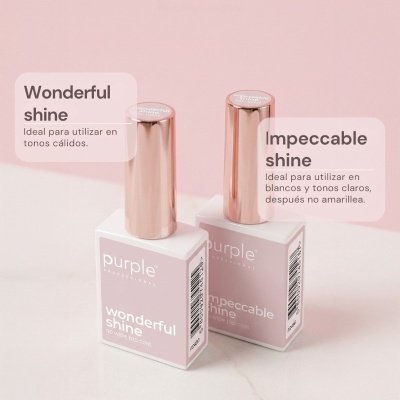 Dois frascos de verniz para unhas Purple Professional com tampa rosa ouro