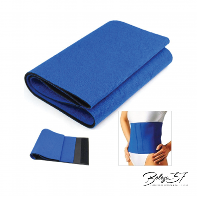 Faixa de neopreno azul para cintura ajustável com fecho de velcro preto