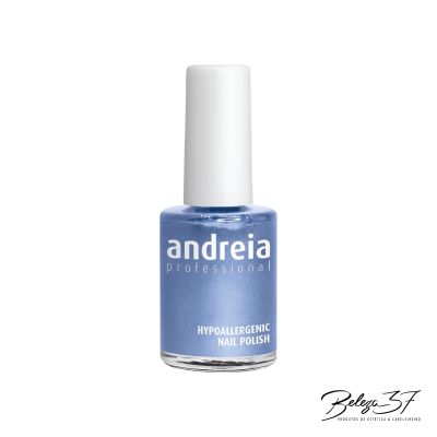 Verniz de unhas azul metálico da andreia professional com tampa branca