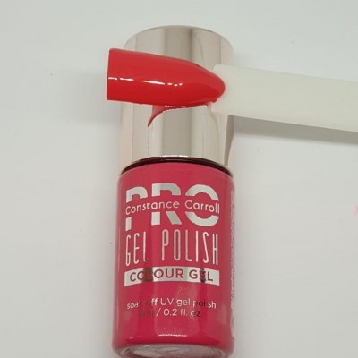 Esmalte de gel rosa Constance Carroll com tampa prateada e amostra da cor