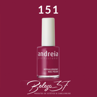 Frasco de verniz de unhas vinho andreia professional com tampa branca e número 151