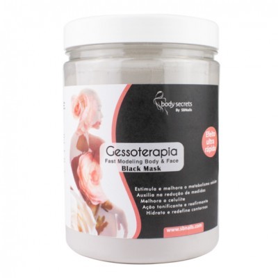 Frasco branco com máscara preta para corpo e rosto Gessoterapia Black Mask