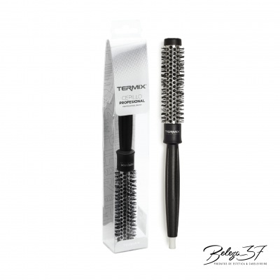 Escova de cabelo profissional Termix preta com cerdas metálicas e embalagem transparente