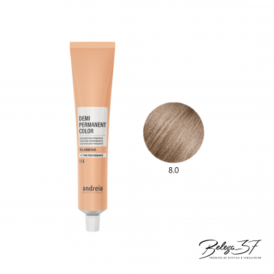 Tubo de tinta de cabelo semi-permanente Andreia com tonalidade 8.0 castanho claro