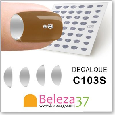 Decalque de unhas cinza metalizado com logótipo Beleza37