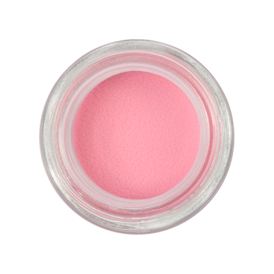 Pote de vidro com pó cor-de-rosa fino