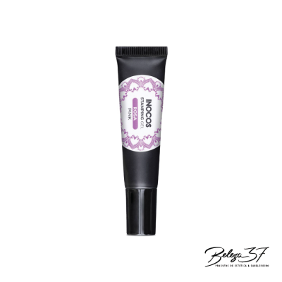 Tubo preto de gel tingidor Inocos Pink em fundo branco
