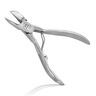 Alicate de corte metálico para cutículas com texto estampado e mola