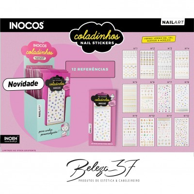 Pacote de autocolantes para unhas Inocos Coladinhos Nail Stickers com 12 referências