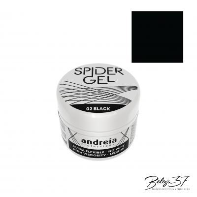 Pote branco de gel para unhas Andréia Professional Spider Gel 02 Black