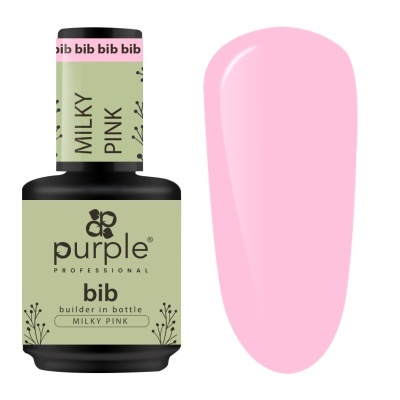 Frasco de verniz de unhas cor rosa claro MILKY PINK junto de amostra da cor