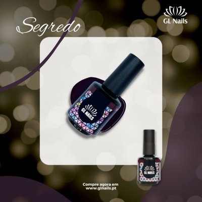 Frasco de verniz de unhas GL Nails com rótulo geométrico colorido