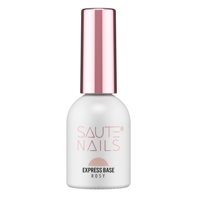 Frasco de verniz de unhas SAUTE NAILS EXPRESS BASE ROSY com tampa rosa metálica