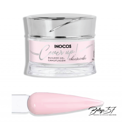 Frasco de gel para unhas INOCOS Cover Up cheesecake com amostra rosa claro