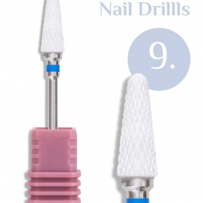 Broca para unhas INOCOS com ponta branca e suporte rosa