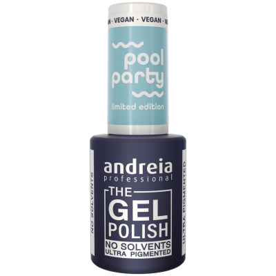 Frasco de verniz gel Andreia Professional azul escuro com tampa azul clara Pool Party