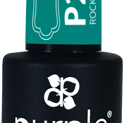 Frasco preto de verniz gel Purple com etiqueta verde P2012 ROCK