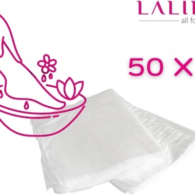 Pacote de 50 sacos plásticos transparentes com desenho de pés e texto LALILL all for nails