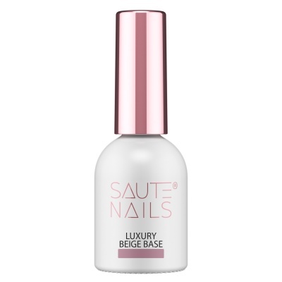 Frasco de verniz de unhas SAUTE NAILS Luxury Beige Base com tampa rosa