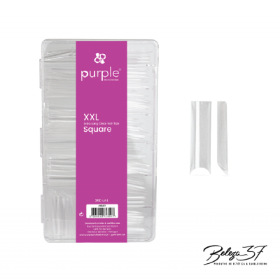 embalagem transparente com tips unhas XXL Square Purple Professional