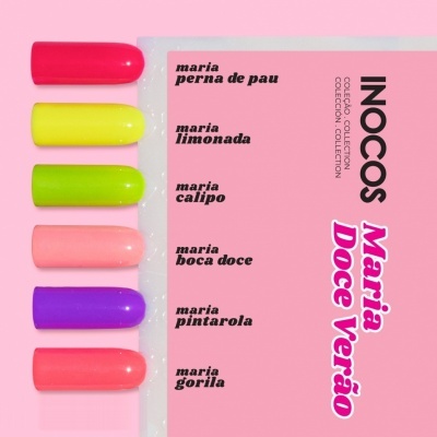 amostras de verniz de unhas em várias cores com lista de nomes