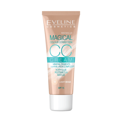 Tubo de creme facial Eveline Cosmetics Magical Colour Correction CC Cream Light Beige