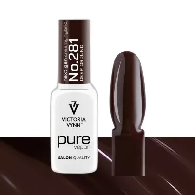 Esmalte de unhas Victoria Vynn castanho escuro no frasco e em amostra