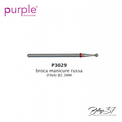 Broca de manicure russa fina de metal prateado com faixa vermelha