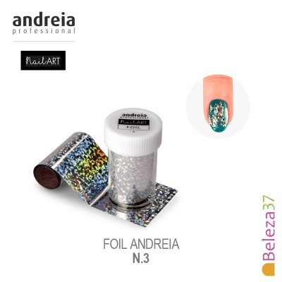 Embalagem branca com foil prateado holográfico para nail art da marca andreia professional